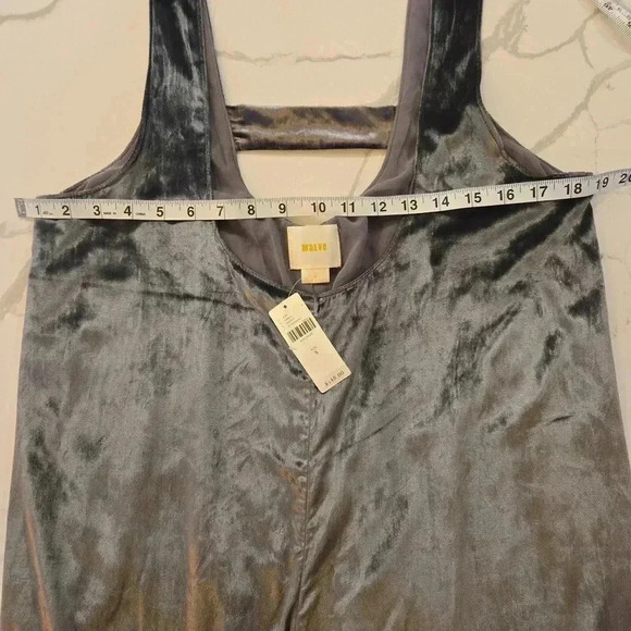 NWT Anthropologie x Maeve Crushed Velvet Wide Leg Jumpsuit Purple Size Small - Picture 7 of 9